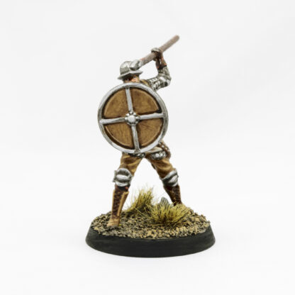 A view of a Celesian Pikeman professionally painted to showcase its details.