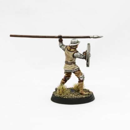 A view of a Celesian Pikeman professionally painted to showcase its details.